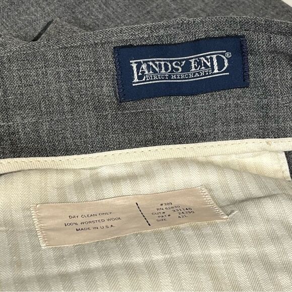 Pair of‎ Lands End Mens Vintage Gray Wool Dress Pants 42 42L Pleated Made In USA - Picture 8 of 16